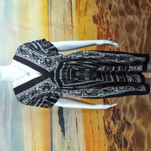 Epilogue sz L Black & White Boho Scarf Print Beach / Summer Sun Dress